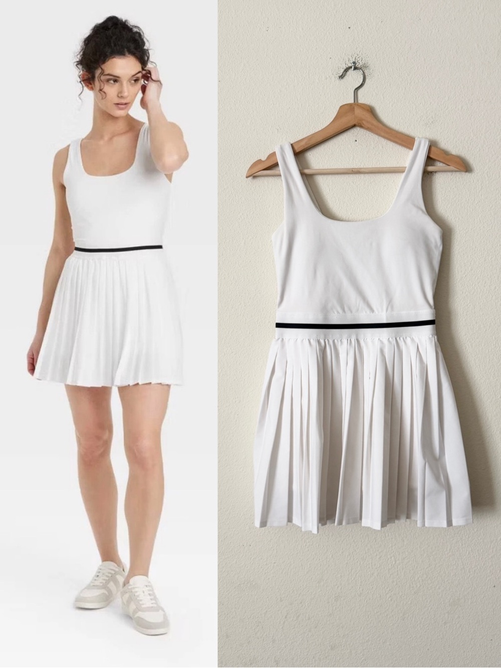 All in motion SMALL white pleated lined pickleball tennis mini dress